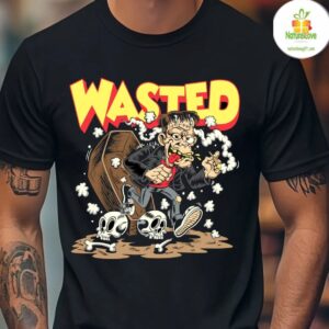 Monster Graphic Tee Retro Cartoon Horror Halftone Shirt Wasted Design