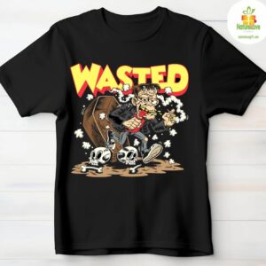 Wasted Monster Graphic Tee – Retro Cartoon Horror Halftone Style Shirt 2