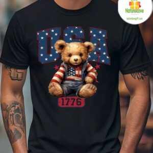 Usa Teddy Bear 1776 T shirt Patriotic American Flag Graphic Tee 2