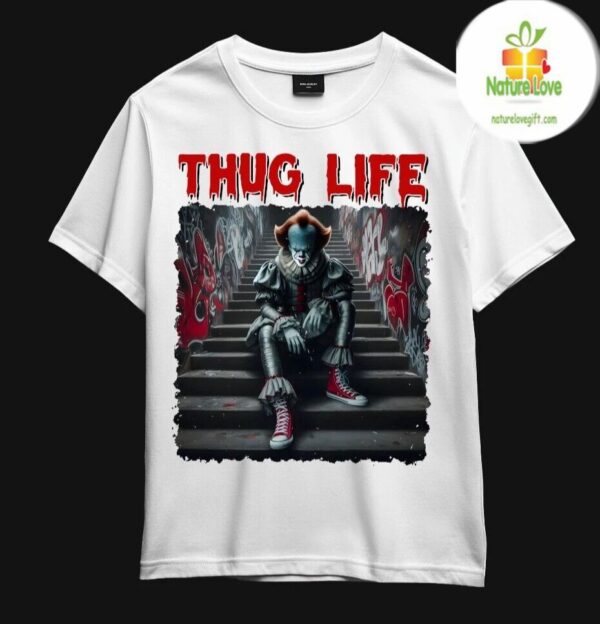 Pennywise T-shirt Horror Movie Killer Fan Tee Thug Life Halloween