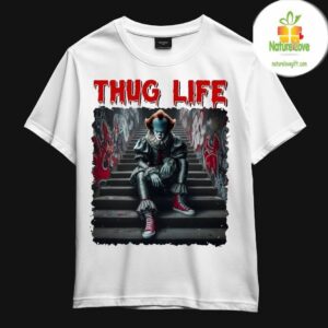 Pennywise Thug Life T shirt Halloween Horror Icons Movie Killers Fan Tee 5