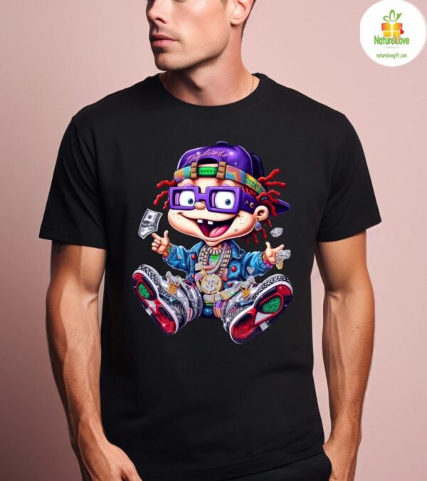 Rugrats 90s Vintage Cartoon Gangster T-Shirt Retro Crew Neck Tee