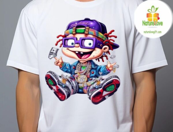 Rugrats 90s Vintage Cartoon Gangster T-Shirt Retro Crew Neck Tee