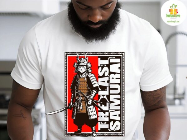 Samurai Cat T-Shirt Last Samurai Warrior Graphic Tee Limited Edition