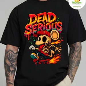 Limited Edition Dead Serious Skeleton Mouse Skateboard Graphic T shirt Men 1