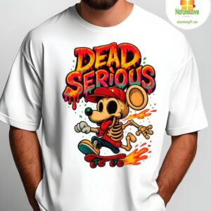 Limited Edition Dead Serious Skeleton Mouse Skateboard Graphic T shirt Men 2
