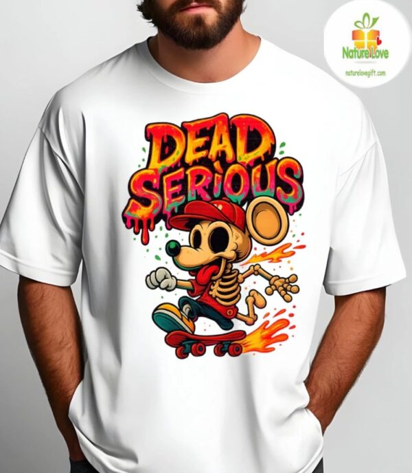 Skeleton Graphic T-shirt Dead Serious Mouse Skateboard Limited Edition