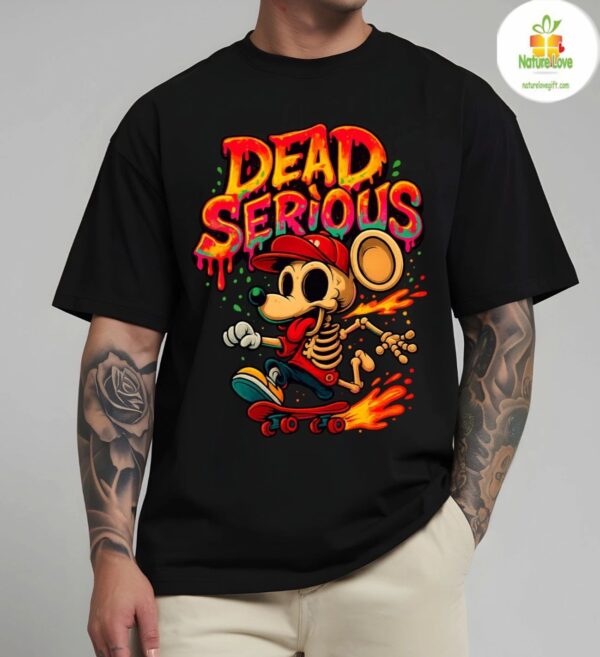 Skeleton Graphic T-shirt Dead Serious Mouse Skateboard Limited Edition