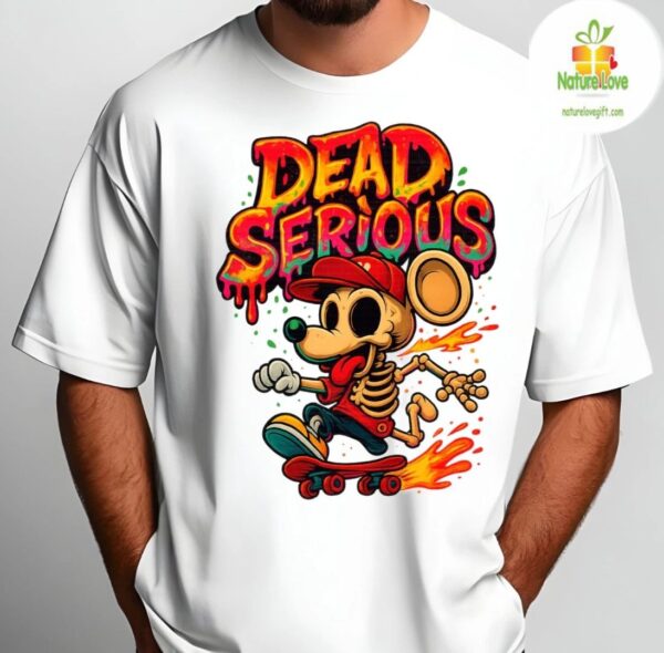 Skeleton Graphic T-shirt Dead Serious Mouse Skateboard Limited Edition