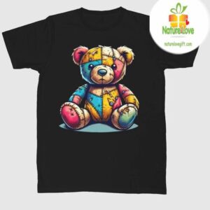 Unisex Cute Graphic Teddy Bear Cotton Short Sleeve T shirt Great Gift 3