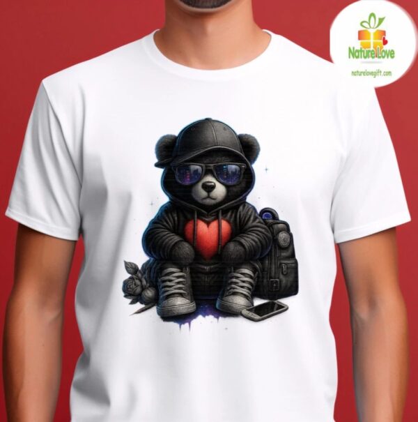 Teddy Bear Hoodie Streetwear Urban Drip Heart Graffiti Tee