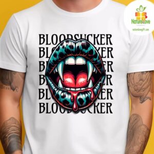 Vampire Fang Shirt Gothic Horror Graphic Tee Bloodsucker Lip Art