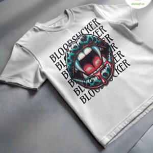 Gothic Vampire Fang Shirt – Bloodsucker Lip Art Tee Horror Graphic T shirt 3