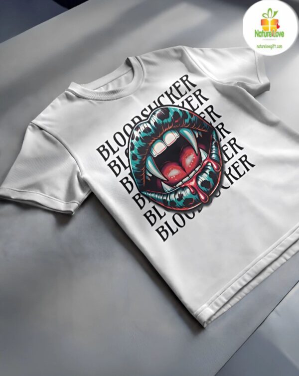 Vampire Fang Shirt Gothic Horror Graphic Tee Bloodsucker Lip Art
