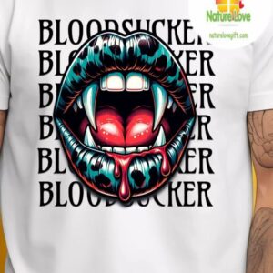 Gothic Vampire Fang Shirt – Bloodsucker Lip Art Tee Horror Graphic T shirt 4