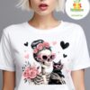 Women’s Gothic Skeleton Cat T-Shirt Cute Aesthetic Tee