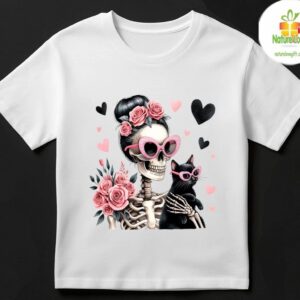 Skeleton Cat Shirt Womens Gothic T shirt Cute Aesthetic Tee 3