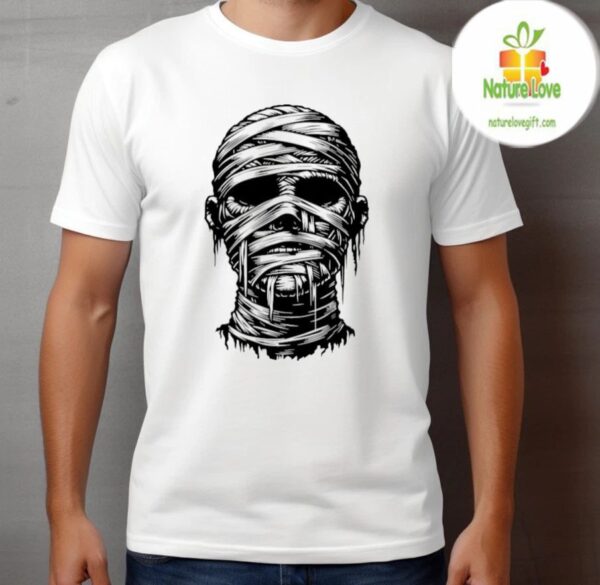 Zombie Face Halloween Shirt Mummy Head Graphic Horror Tee