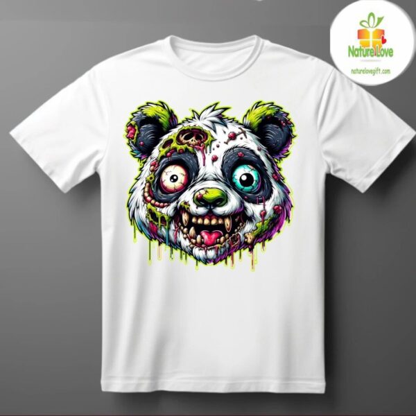 Zombie Panda T-Shirt Scary Undead Monster Halloween Horror Tee