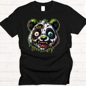 Zombie Panda T shirt Scary Undead Head Monster Halloween Horror Tee Shirt 3