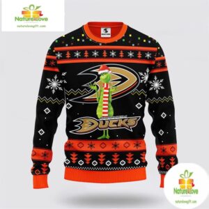 Anaheim Ducks Ugly Christmas Sweater Funny Grinch NHL Team