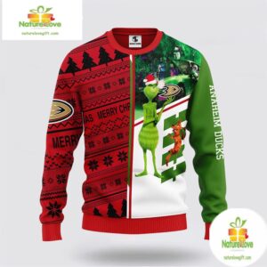 Anaheim Ducks Ugly Christmas Sweater Grinch Scooby-Doo Design