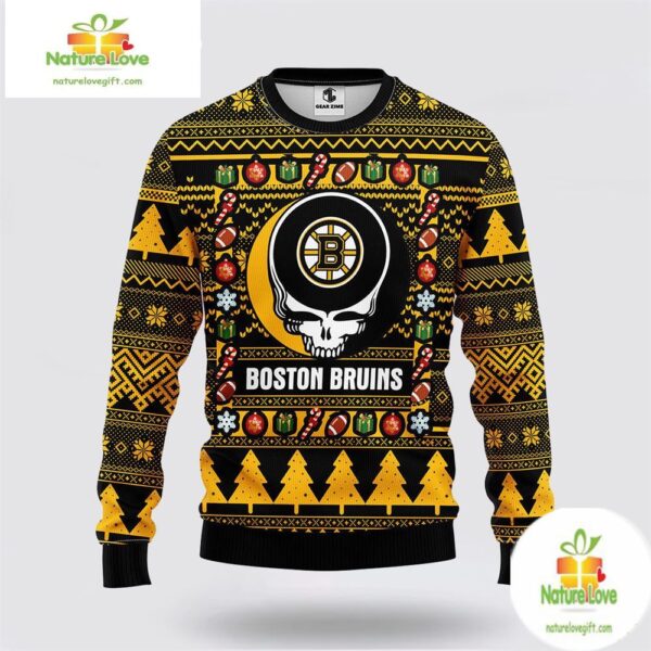 Boston Bruins Grateful Dead Ugly Christmas Sweater Fleece