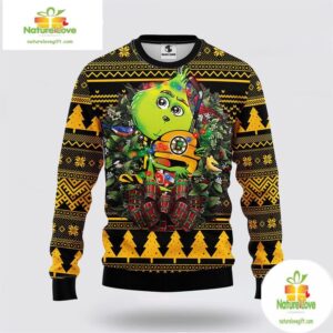 Boston Bruins Grinch Ugly Christmas Sweater NHL Holiday Gift