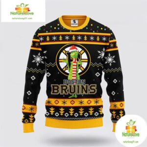 Boston Bruins Ugly Christmas Sweater Funny Grinch Holiday