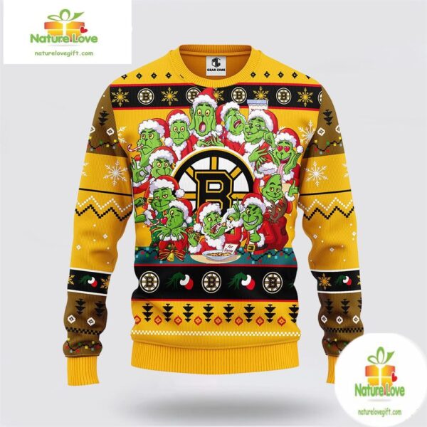 Boston Bruins Ugly Christmas Sweater Grinch Holiday Sweatshirt 12 Designs