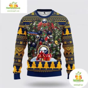 Buffalo Sabres Ugly Christmas Sweater Fleece NHL Holiday Tree