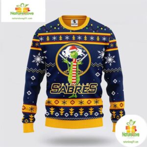 Buffalo Sabres Ugly Christmas Sweater Funny Grinch NHL