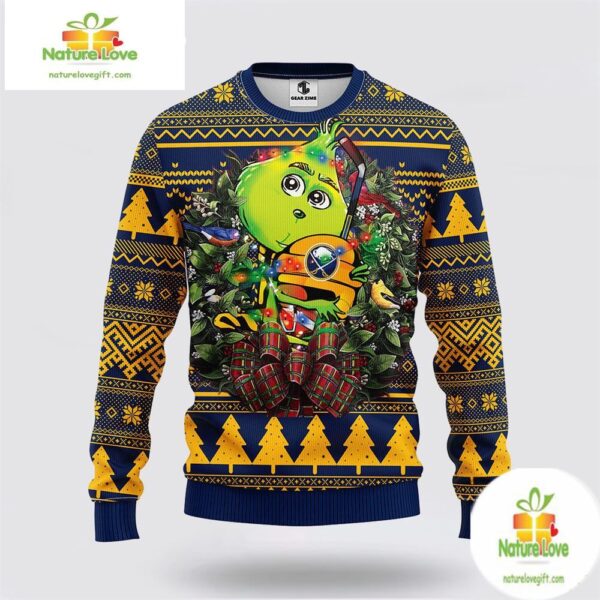 Buffalo Sabres Ugly Christmas Sweater Grinch Hug NHL Fan Gift