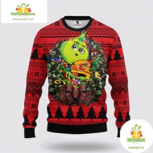 Calgary Flames Ugly Christmas Sweater Grinch Hug NHL Fan Gift