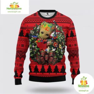 Calgary Flames Ugly Christmas Sweater Groot NHL Fan Gift