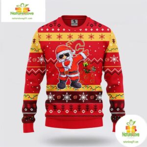 Calgary Flames Ugly Christmas Sweater Santa NHL Fan Gift