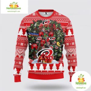 Carolina Hurricanes Ugly Christmas Sweater Fleece NHL Tree