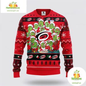 Carolina Hurricanes Ugly Christmas Sweater Grinch 12 Expressions