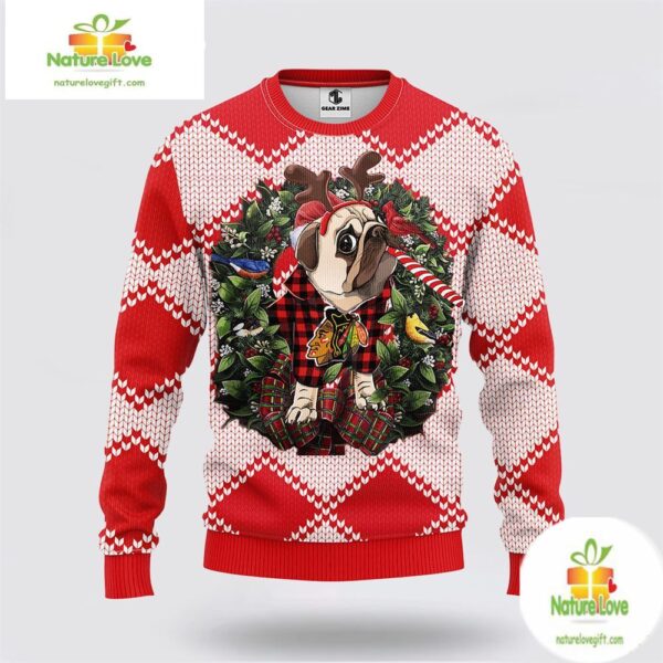 Chicago Blackhawks Ugly Christmas Sweater for Dogs NHL Fan Gift