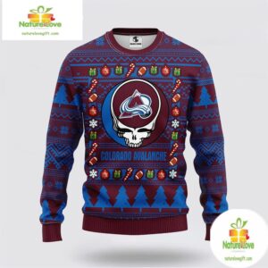 Colorado Avalanche Grateful Dead Ugly Christmas Sweater Fleece