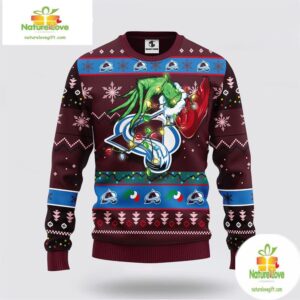 Colorado Avalanche Grinch Ugly Christmas Sweater NHL Hockey Fan Gift