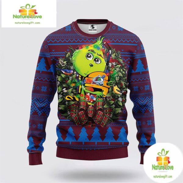 Colorado Avalanche Grinch Ugly Christmas Sweater NHL Holiday