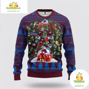 Colorado Avalanche Ugly Christmas Sweater Fleece NHL Tree