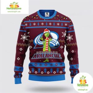 Colorado Avalanche Ugly Christmas Sweater Funny Grinch NHL