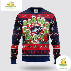 Columbus Blue Jackets Grinch Ugly Christmas Sweater 12 Expressions