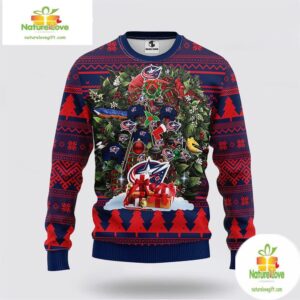 Columbus Blue Jackets Ugly Christmas Sweater Fleece NHL