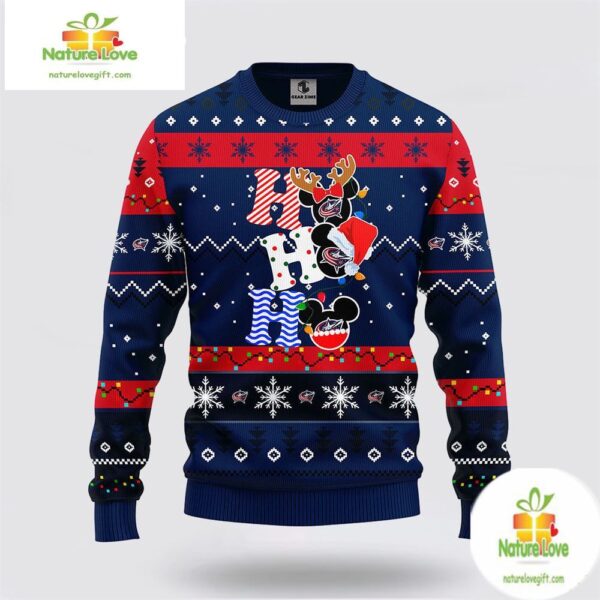 Columbus Blue Jackets Ugly Christmas Sweater Mickey NHL Holiday