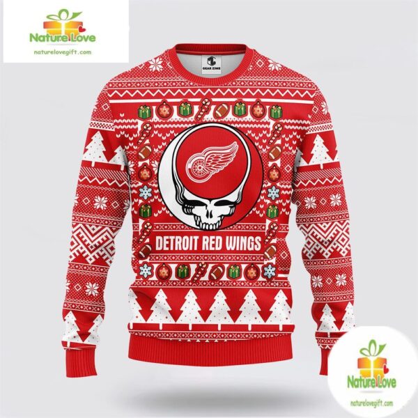 Detroit Red Wings Grateful Dead Ugly Christmas Sweater Fleece