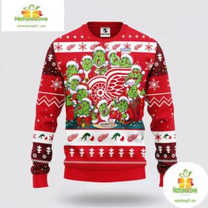 Detroit Red Wings Grinch Ugly Christmas Sweater 12 Expressions