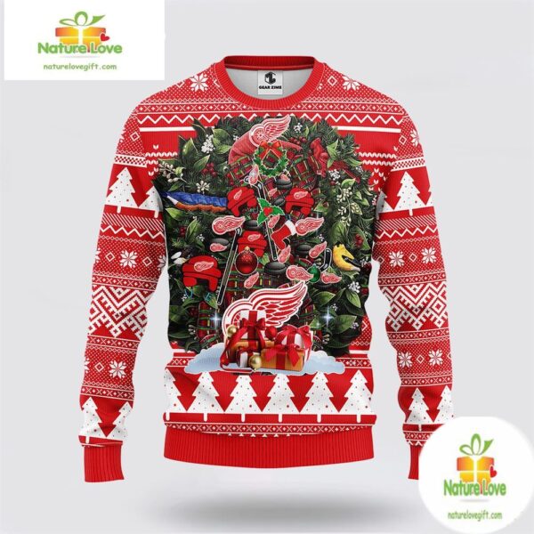 Detroit Red Wings Ugly Christmas Sweater Fleece NHL Holiday